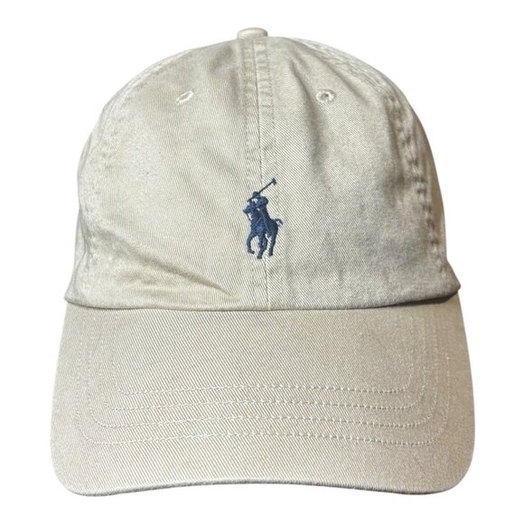 Vintage Ralph Lauren Polo Hat Baseball Cap Unisex Adjustable Strap Back Beige - Picture 1 of 6